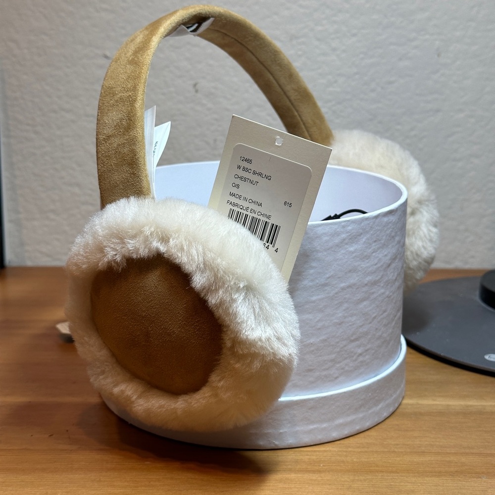UGG Australia Shearling / Suede Leather Earmuffs Chestnut 12465